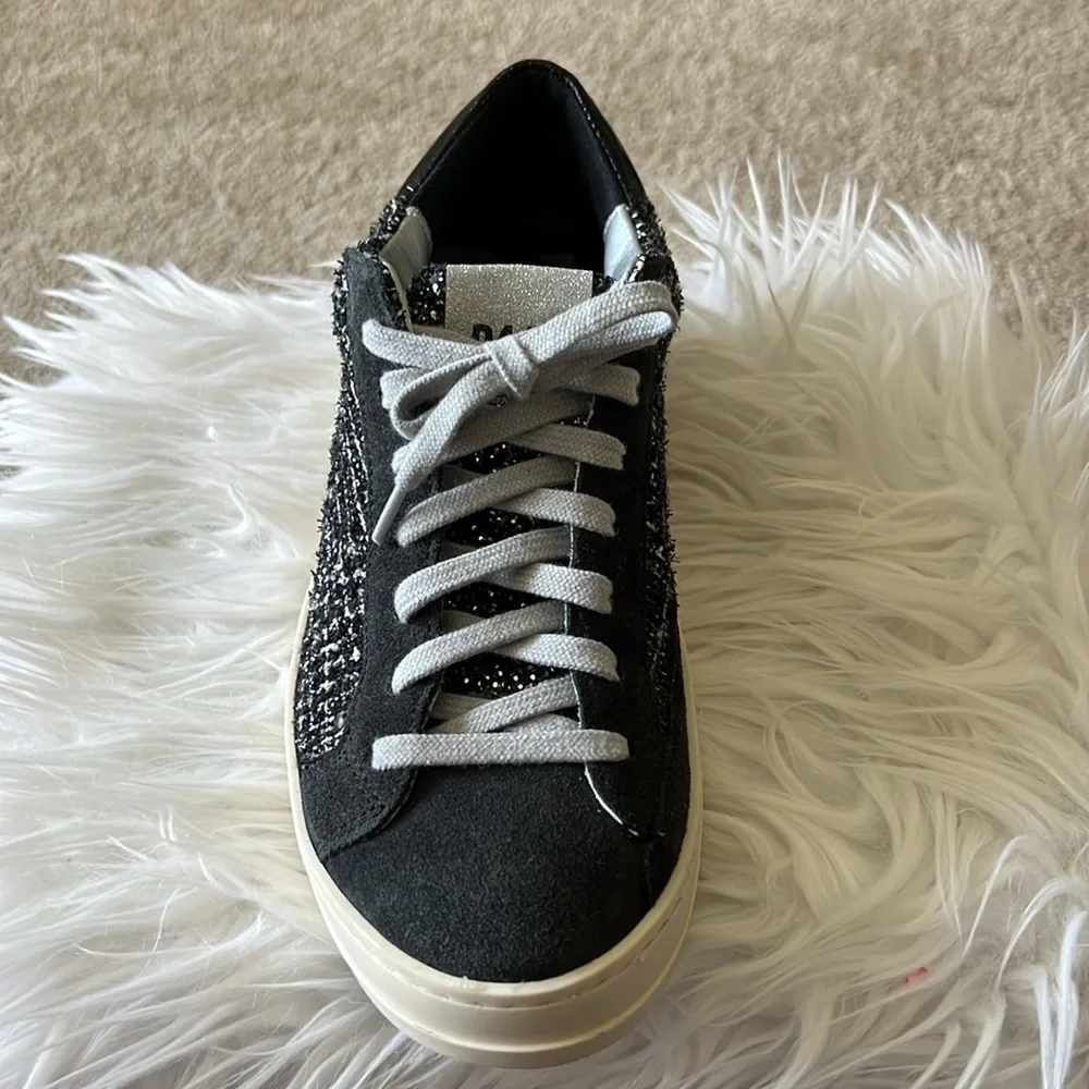 You Can Surf Later Women’s P448 Charcoal Gray Suede/Tweed Sneaker Size EU 38